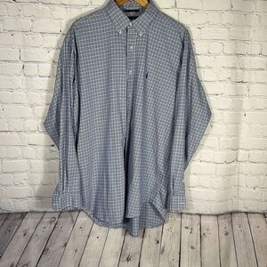 Ralph Lauren Mens Blake Blue Plaid Button Down Long Sleeve Shirt size L Large